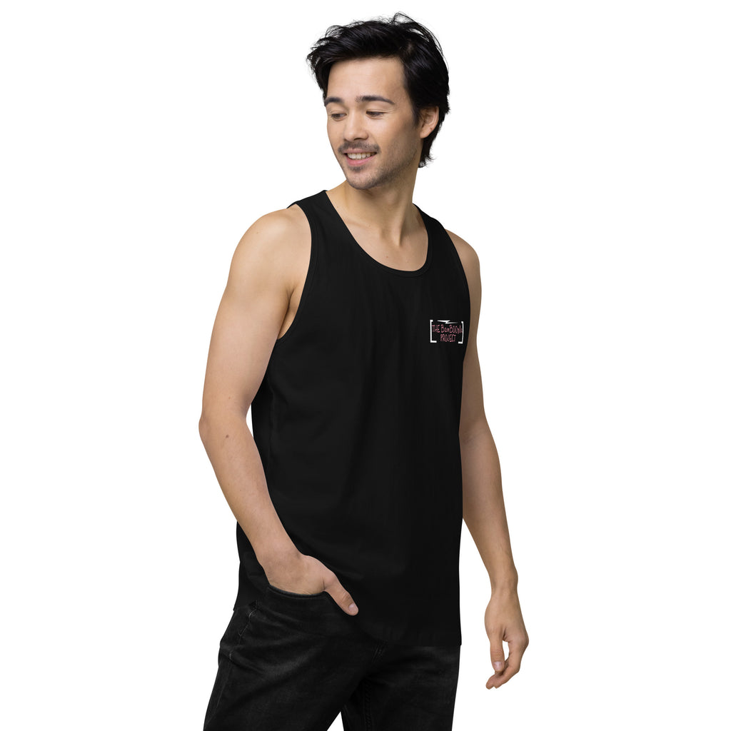 Skull Crusher Pink - back logo - Men’s premium tank top