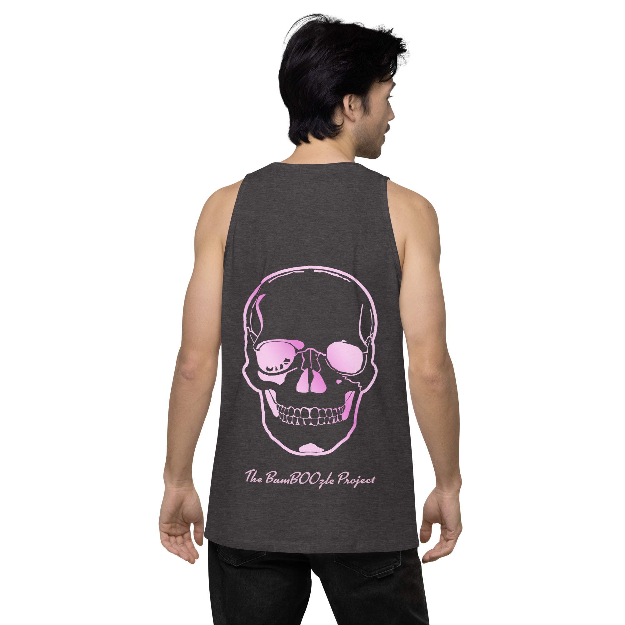 Skull Crusher Pink - back logo - Men’s premium tank top