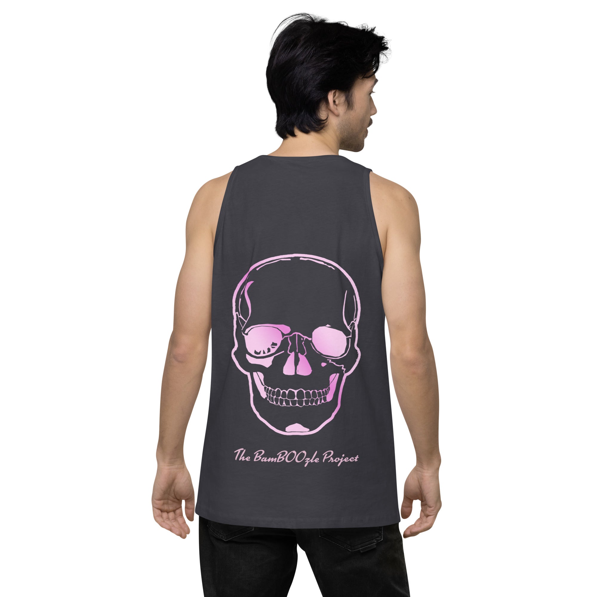 Skull Crusher Pink - back logo - Men’s premium tank top