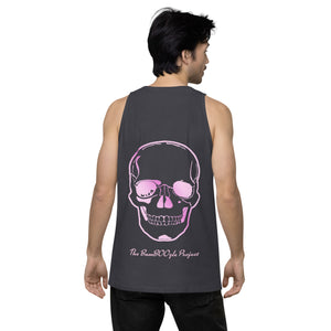 Skull Crusher Pink - back logo - Men’s premium tank top