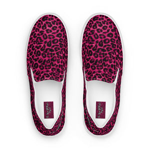 Pink Cheetah Men’s slip-on canvas shoes