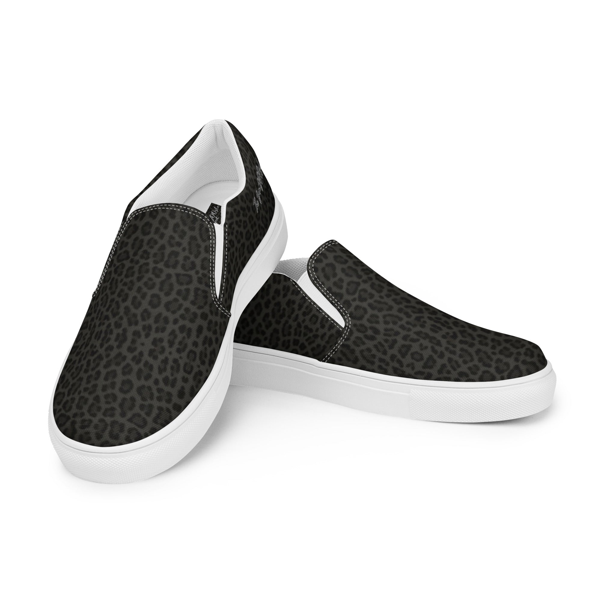 Black Cheetah Men’s slip-on canvas shoes
