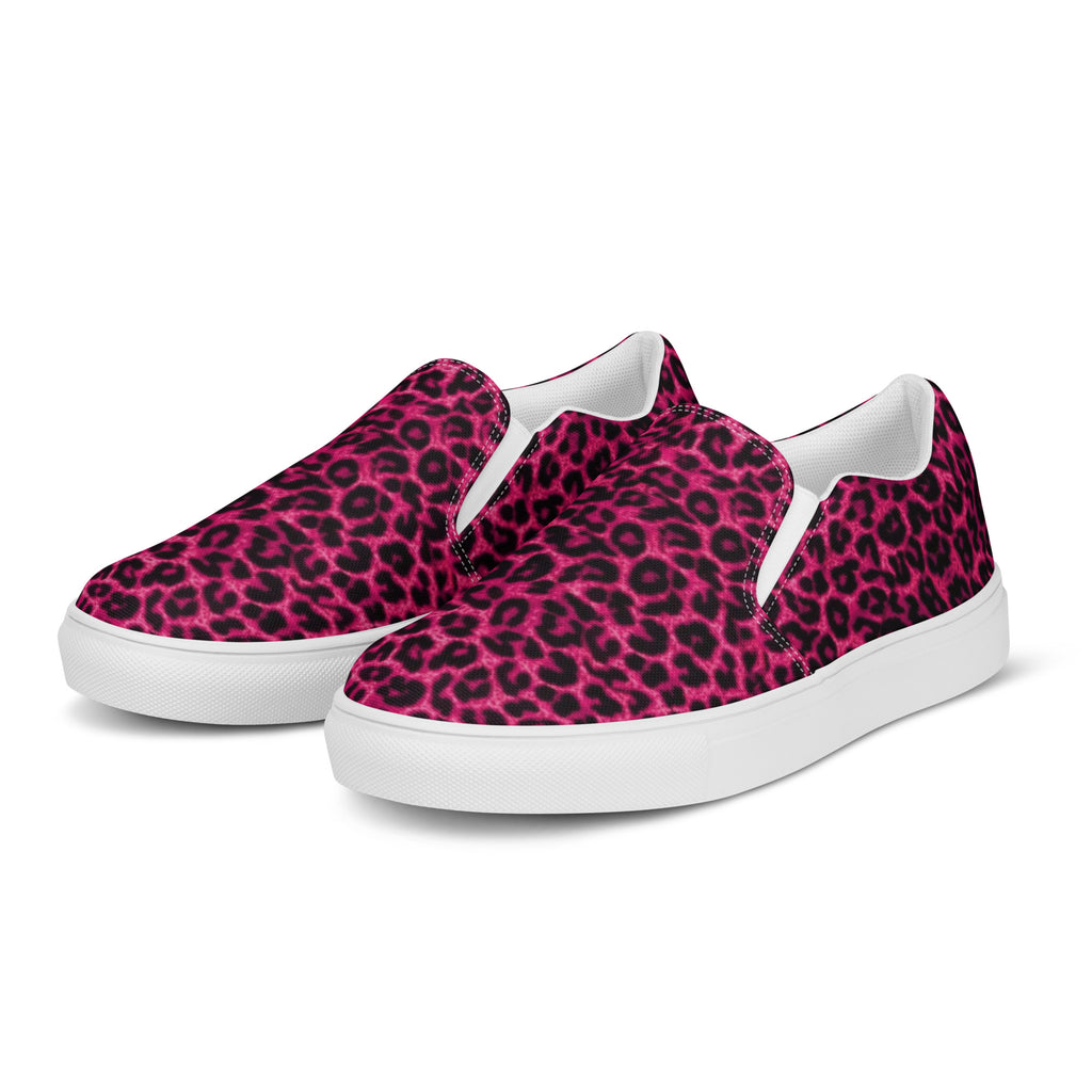 Pink Cheetah Men’s slip-on canvas shoes