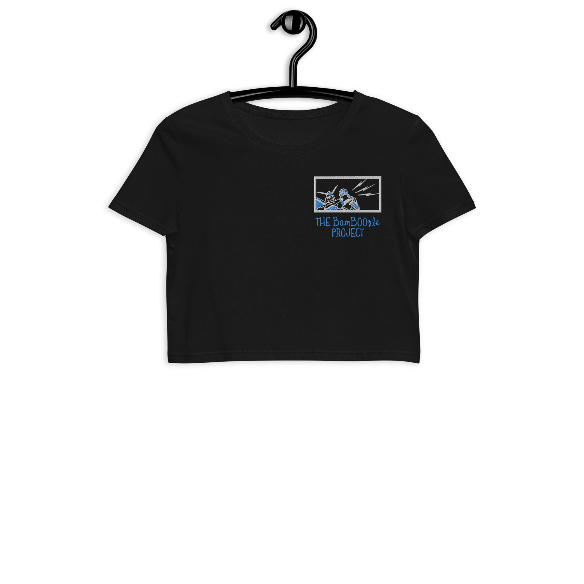 Robot Karaoke Embroidered Organic Crop Top
