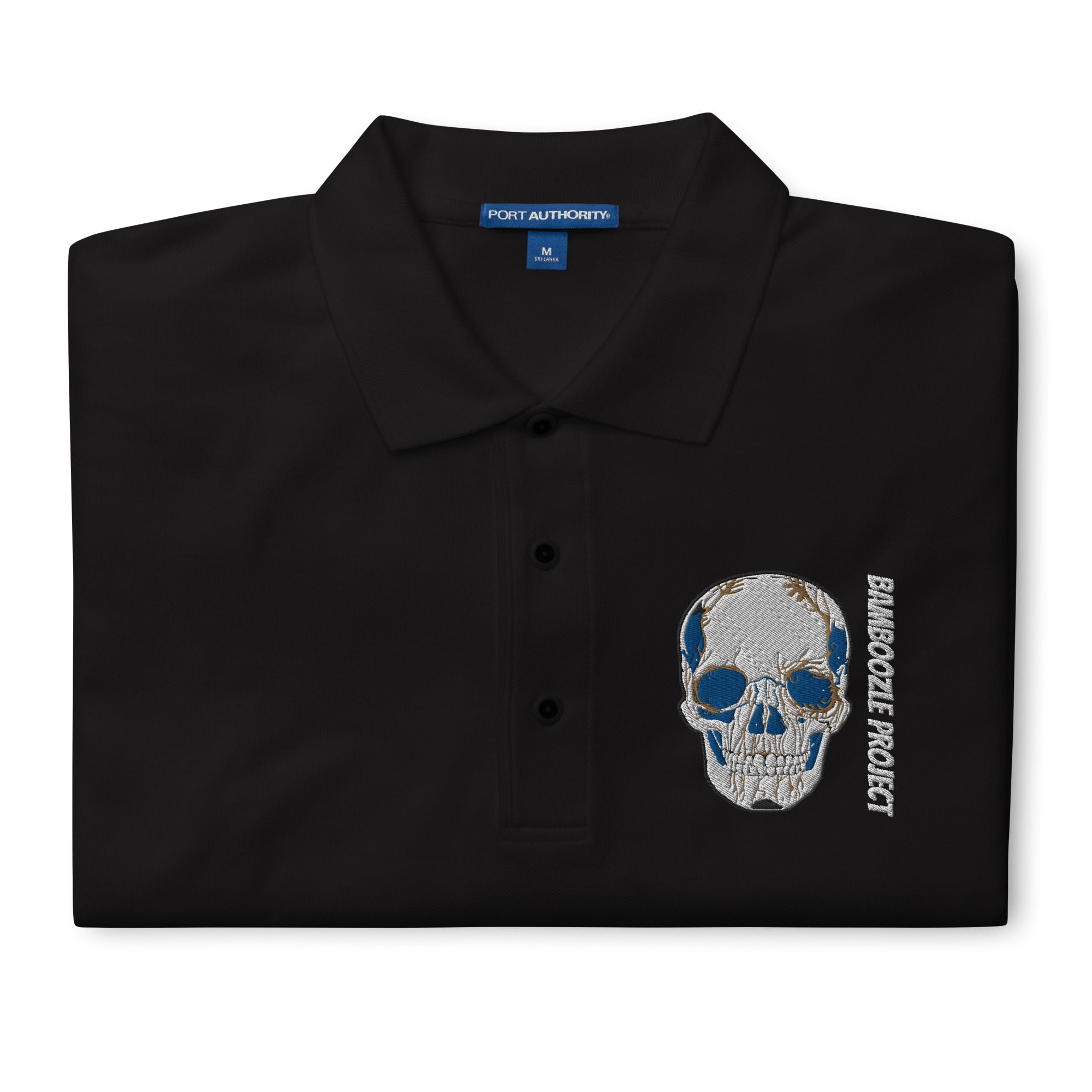 Electric Sugar Skull Embroidered Men's Premium Polo