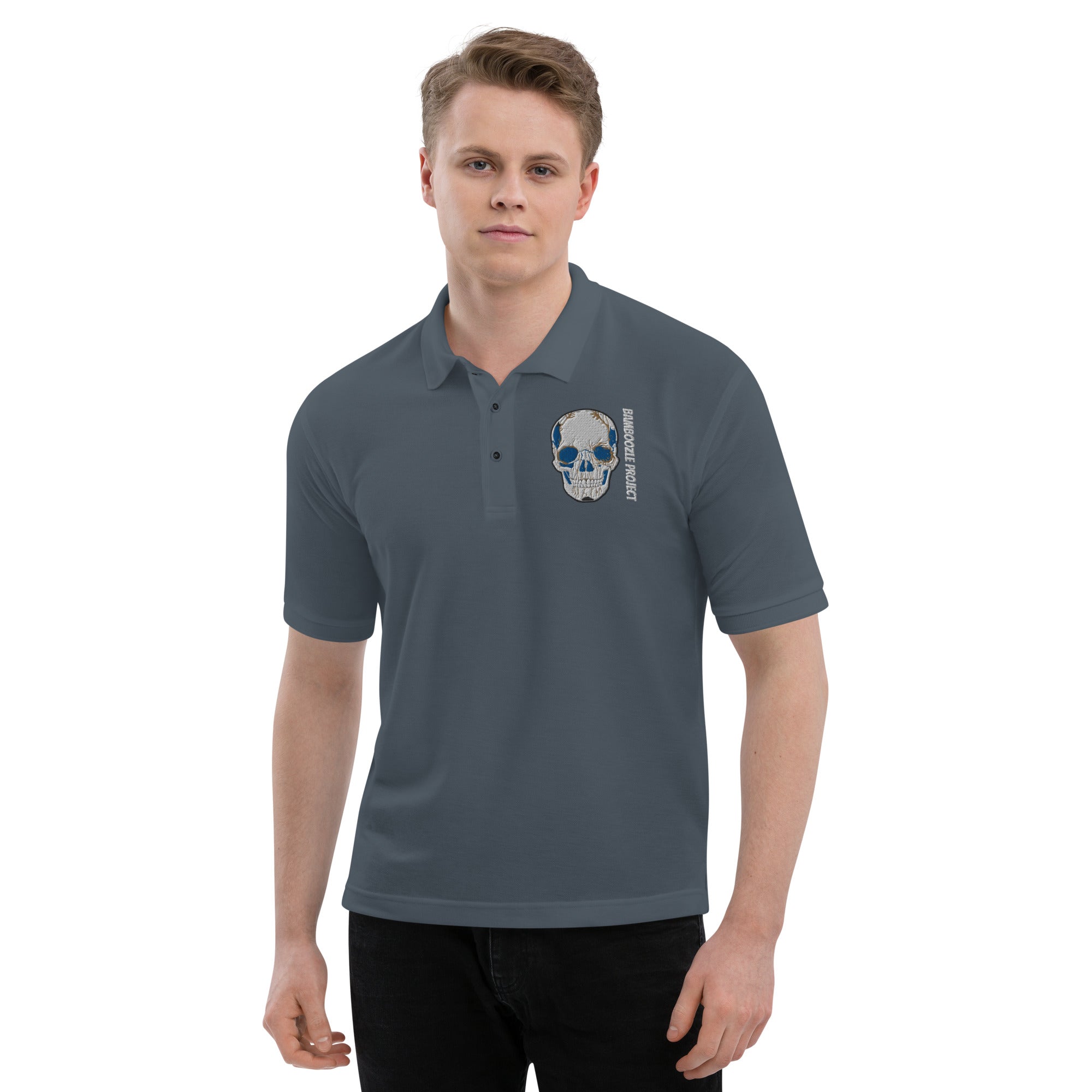 Electric Sugar Skull Embroidered Men's Premium Polo