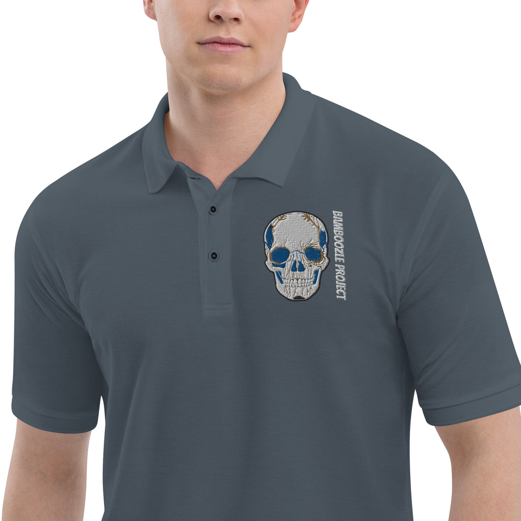 Electric Sugar Skull Embroidered Men's Premium Polo