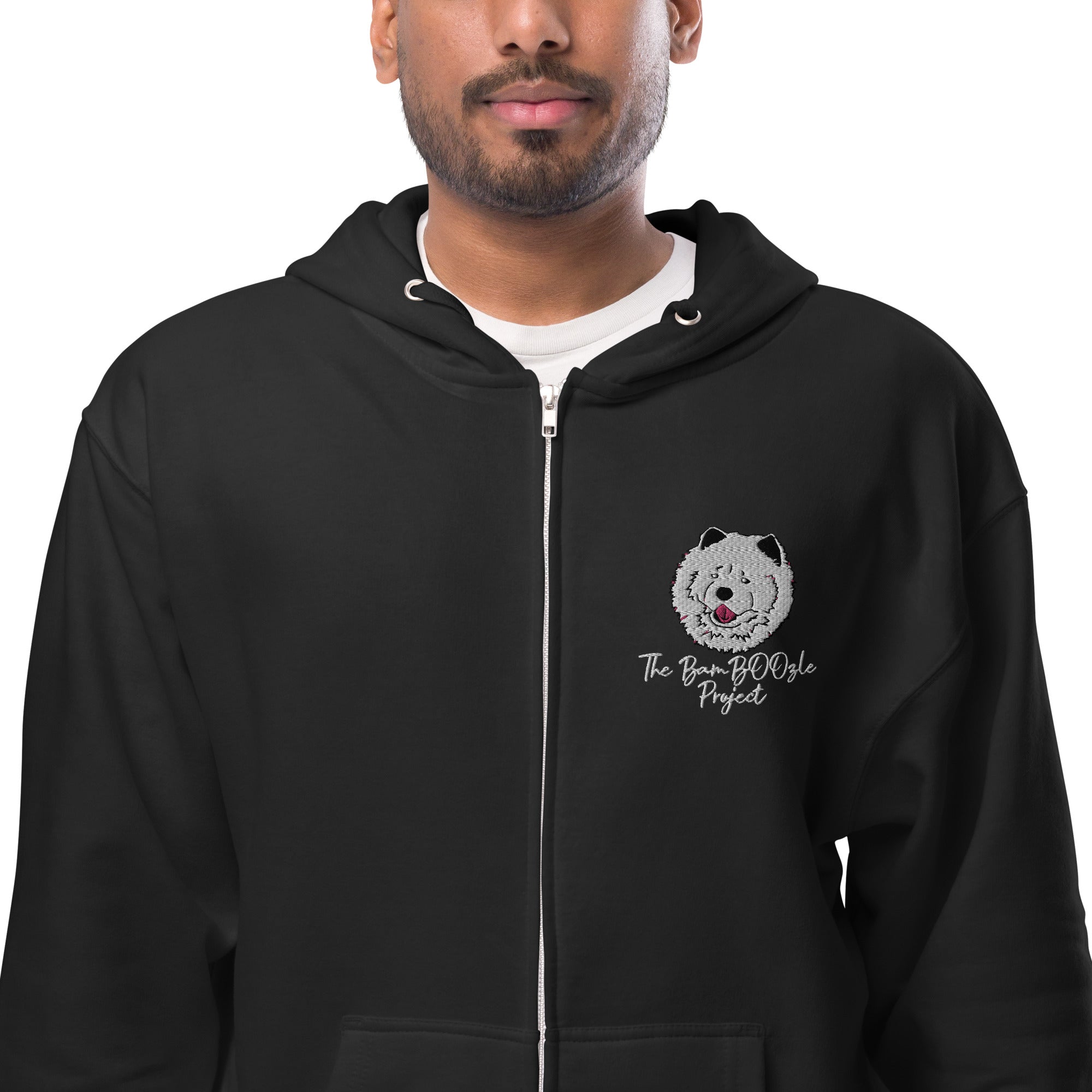 Chimmie Chow Embroidered Unisex Fleece Zip Up Hoodie