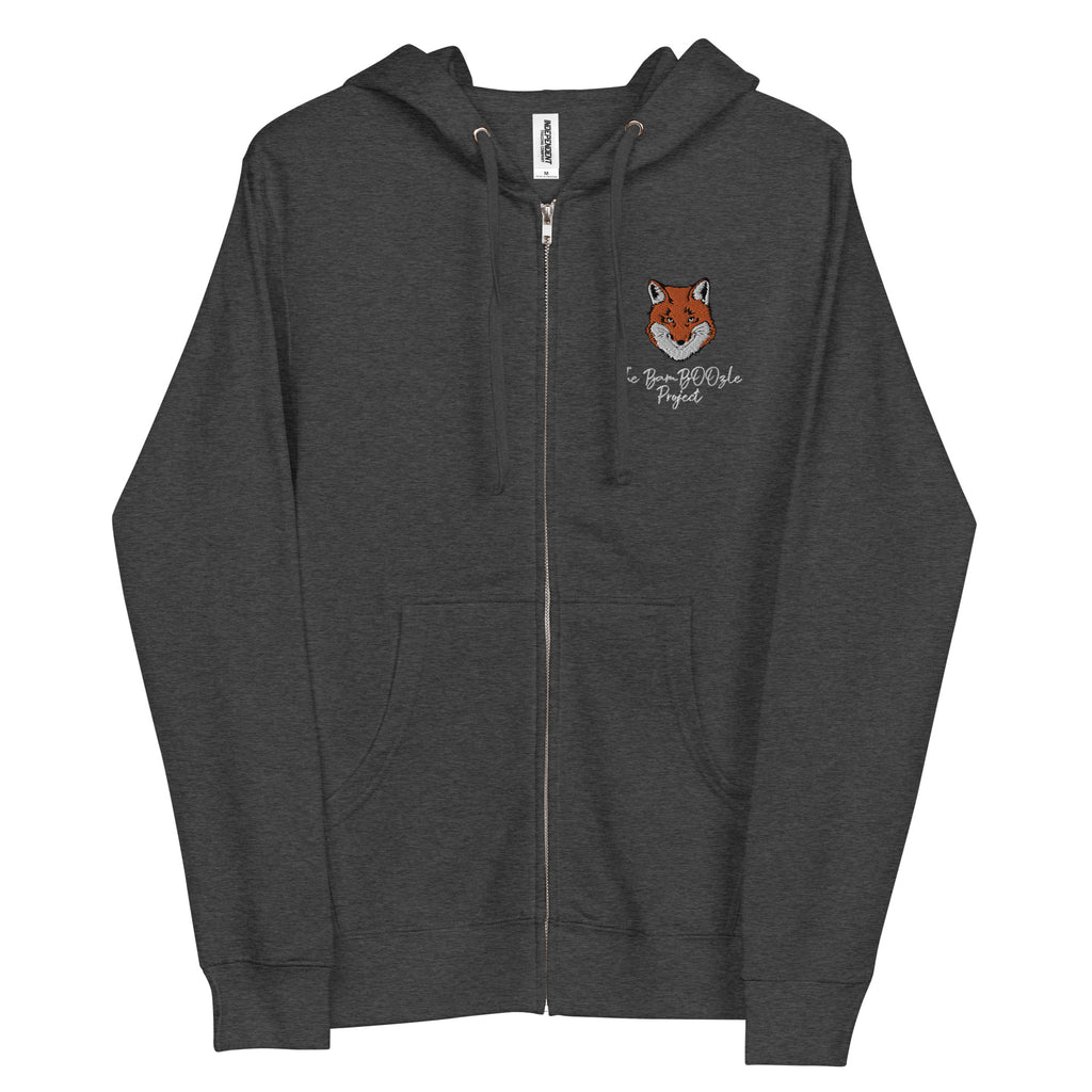 Gentleman Fox Embroidered Unisex Fleece Zip Up Hoodie