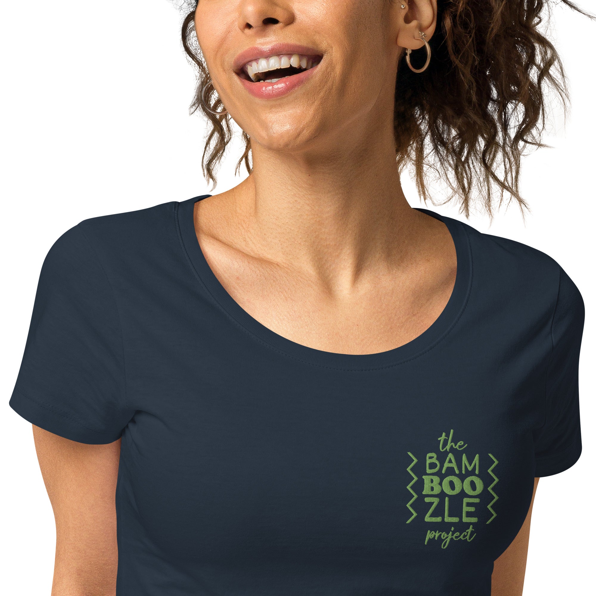 BamBOOzle Stacked Green Embroidery Women’s Organic T-shirt