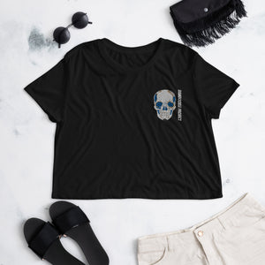 Electric Sugar Skull Embroidered Crop Top