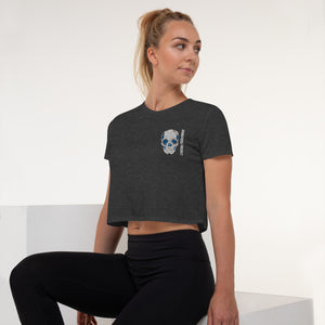 Electric Sugar Skull Embroidered Crop Top