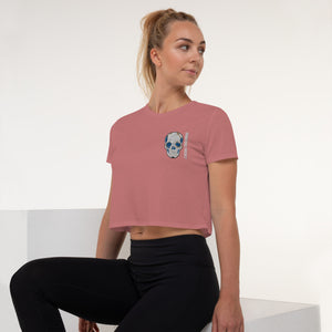 Electric Sugar Skull Embroidered Crop Top