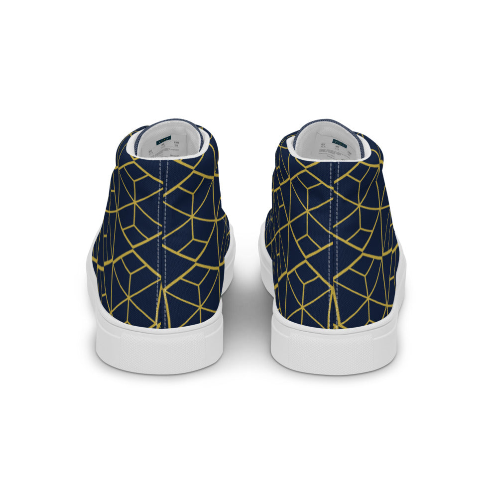 Blue & Gold Women’s high top canvas shoes
