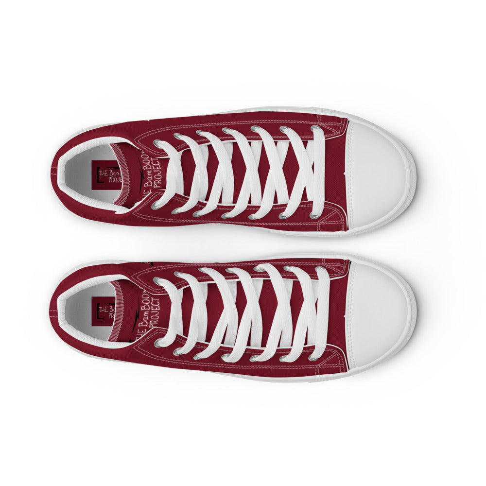 Women’s Gold Tooth Reaper Burgundy high top canvas shoes