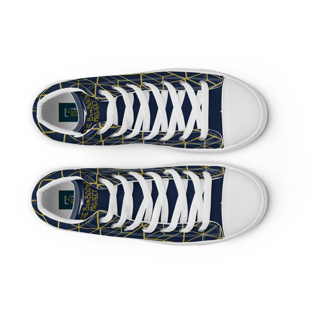 Blue & Gold Women’s high top canvas shoes