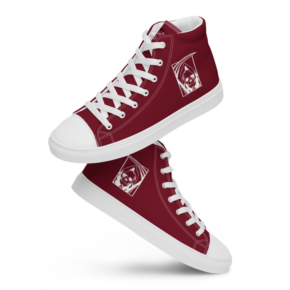 Women’s Gold Tooth Reaper Burgundy high top canvas shoes