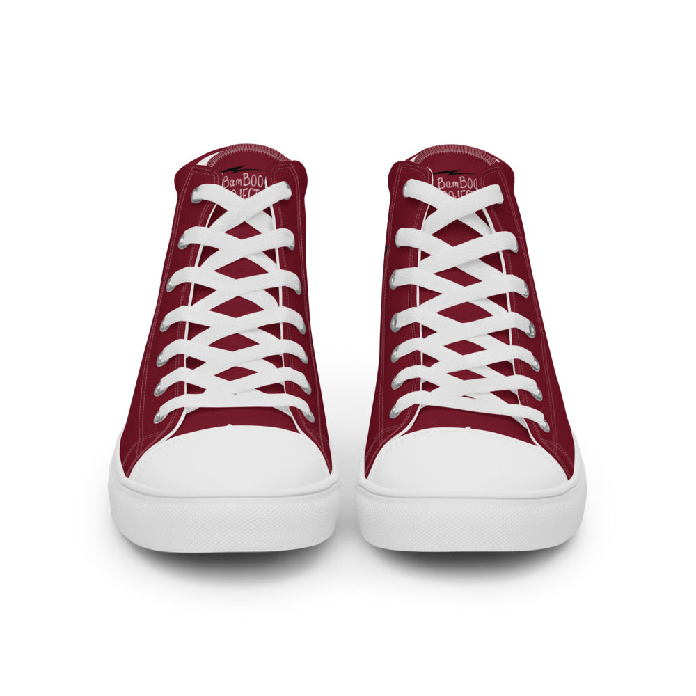 Women’s Gold Tooth Reaper Burgundy high top canvas shoes