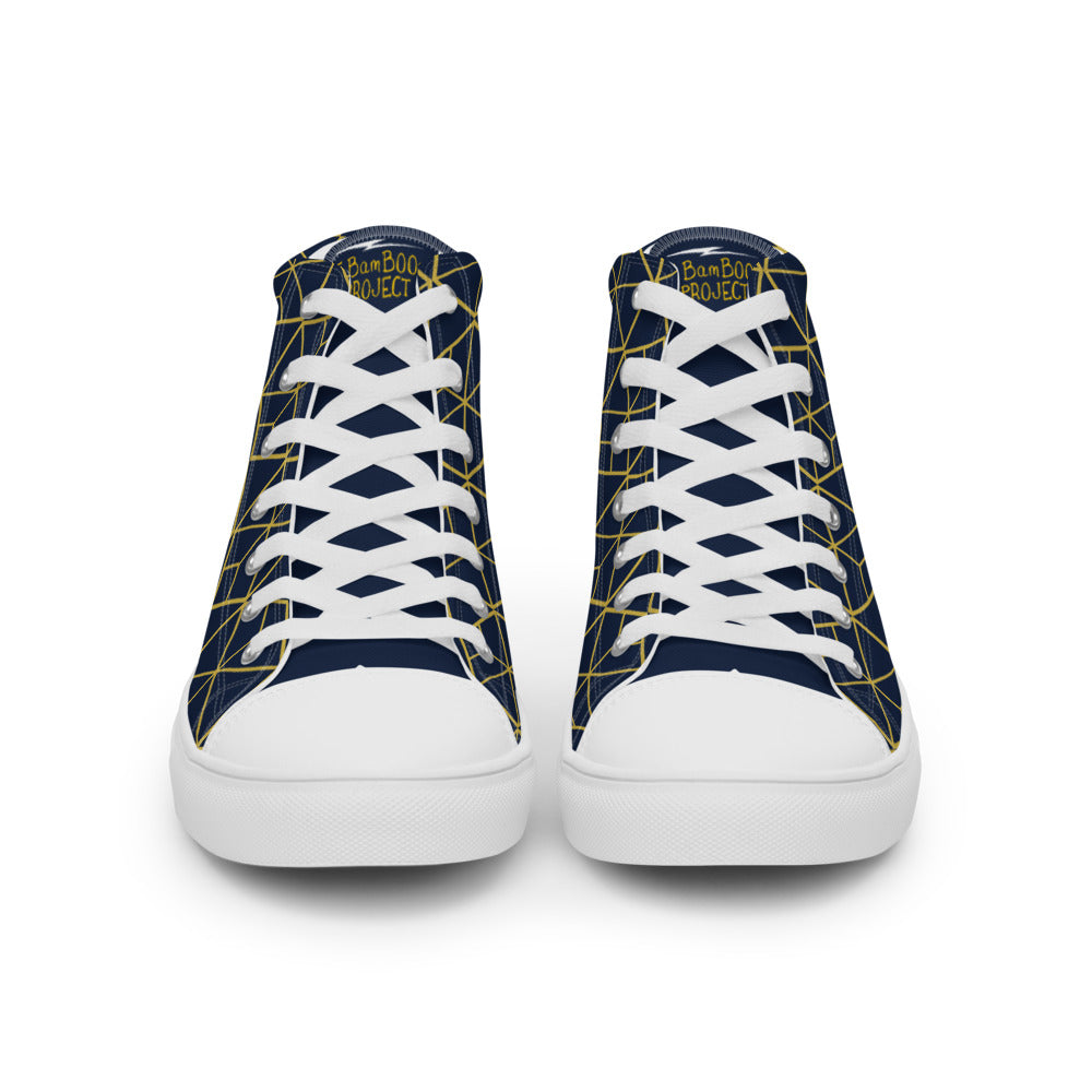 Blue & Gold Women’s high top canvas shoes