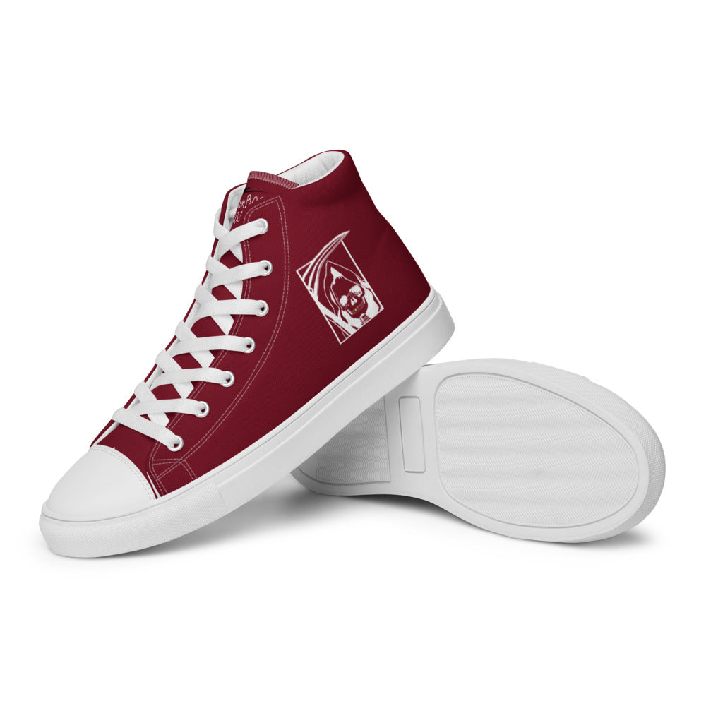 Women’s Gold Tooth Reaper Burgundy high top canvas shoes