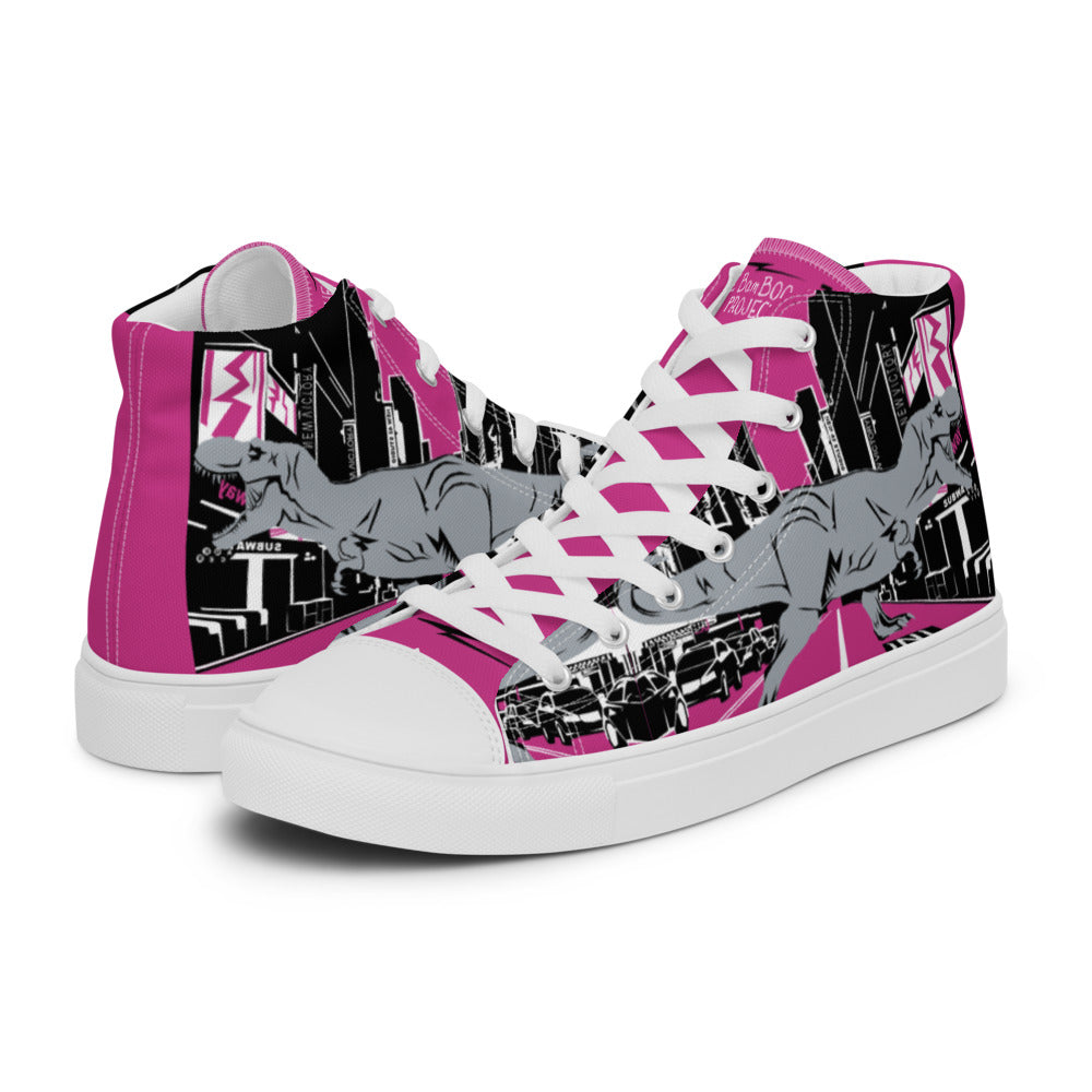 Women’s T-Rex in Times Square high top canvas shoes