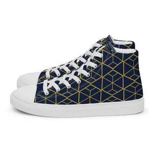 Blue & Gold Women’s high top canvas shoes