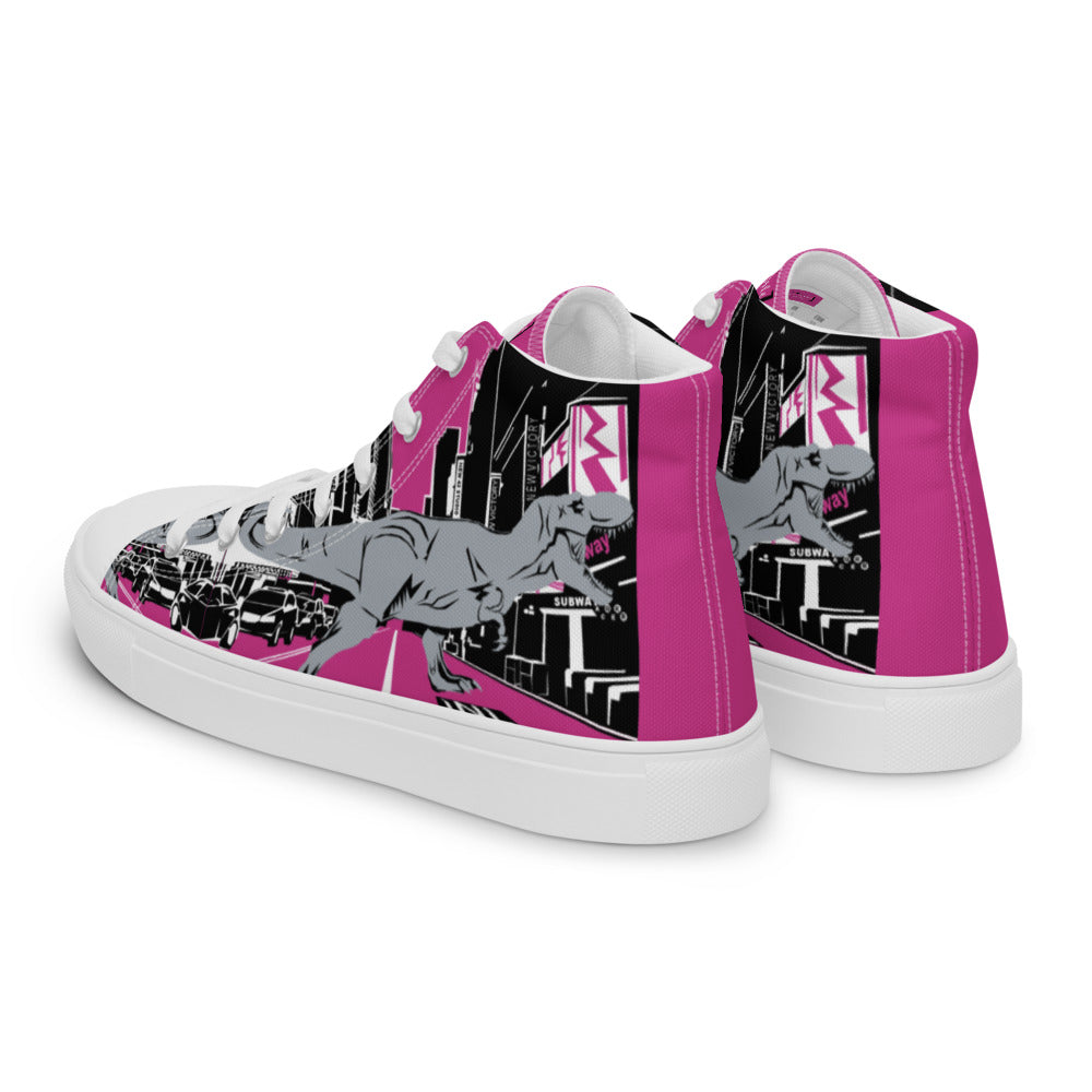 Women’s T-Rex in Times Square high top canvas shoes