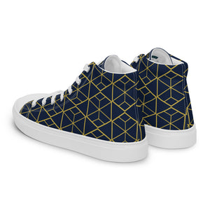 Blue & Gold Women’s high top canvas shoes