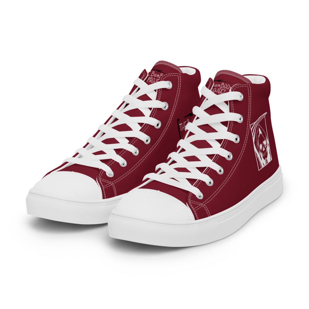 Women’s Gold Tooth Reaper Burgundy high top canvas shoes