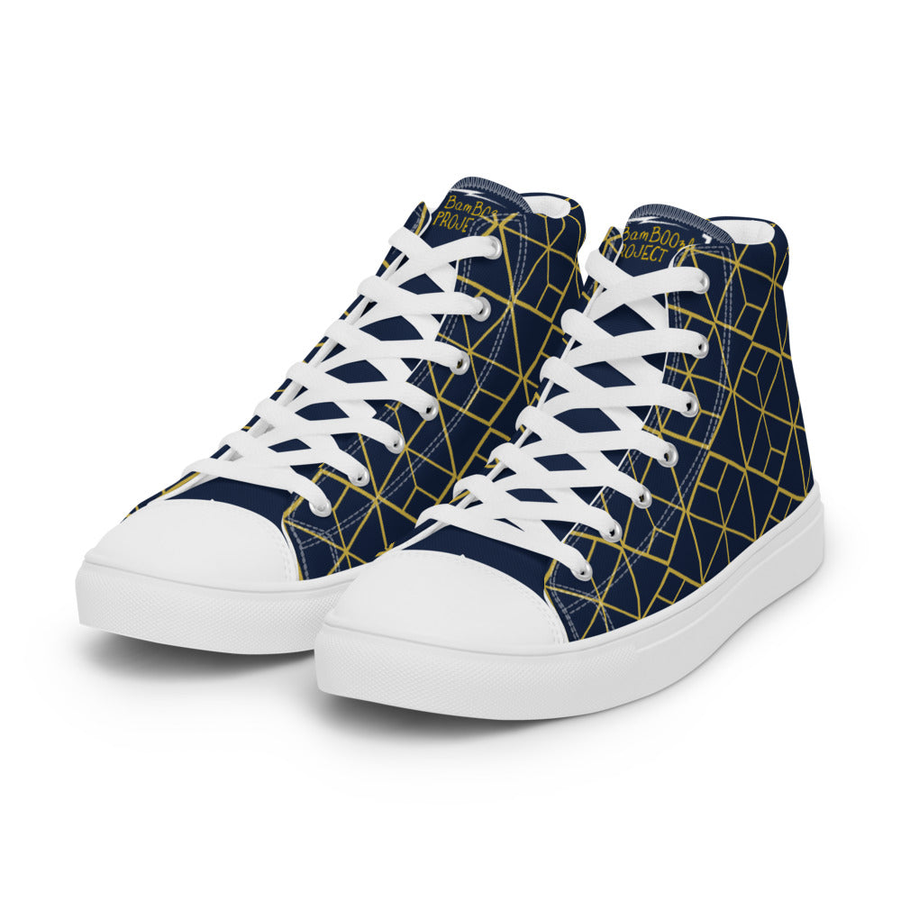 Blue & Gold Women’s high top canvas shoes