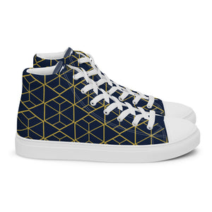 Blue & Gold Women’s high top canvas shoes