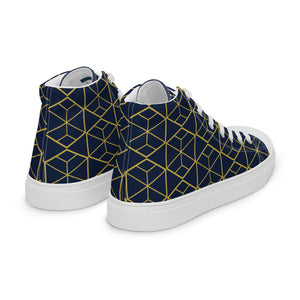 Blue & Gold Women’s high top canvas shoes
