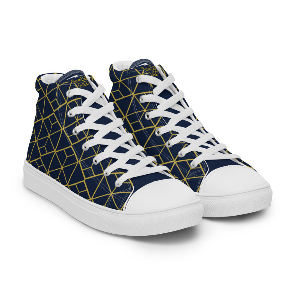 Blue & Gold Women’s high top canvas shoes