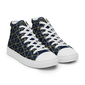 Blue & Gold Women’s high top canvas shoes